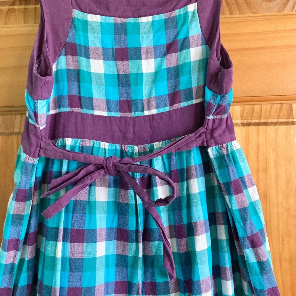 Girl’s size medium Kandy Kiss purple and turquoise checked sleeveless dress